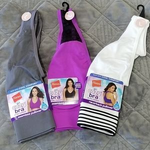 NWT Hanes 3-pack Cozy Bras Large